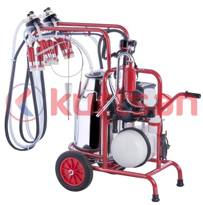 Çift Sağım Tek Güğüm Süt Sağma Makinası (Yağlı)(300 cc) Silikon 40 LT-Elektronik Pulsatörlü